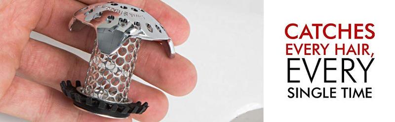 TubShroom Ultra Stainless Steel Bathtub Drain Protector Hair Catcher Strainer Snare with 2 Adapters for Standard & Larger Drains Revolutionary Bathroom Accessory