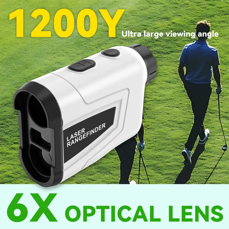 Golf Rangefinder with 6x Magnification & 1200-yd Range, Golf Accessory for Hunting & Outdoor Sports, Slope Switching, Pulse Vibration, Target Locking, Trajectory Compensation, Built-In Li-Ion Battery & Type-C Charging