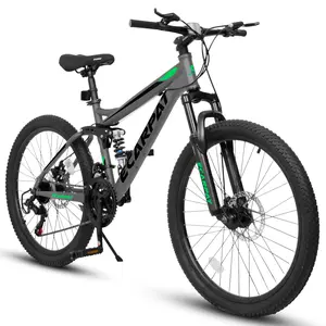 26 Inch Mountain Bike, 21-Speed Disc Brakes, Durable Frame, Front, Rear Dual-Shock Absorption, Unisex for Commuting, Travel, School, Mountain and City Road Cycling