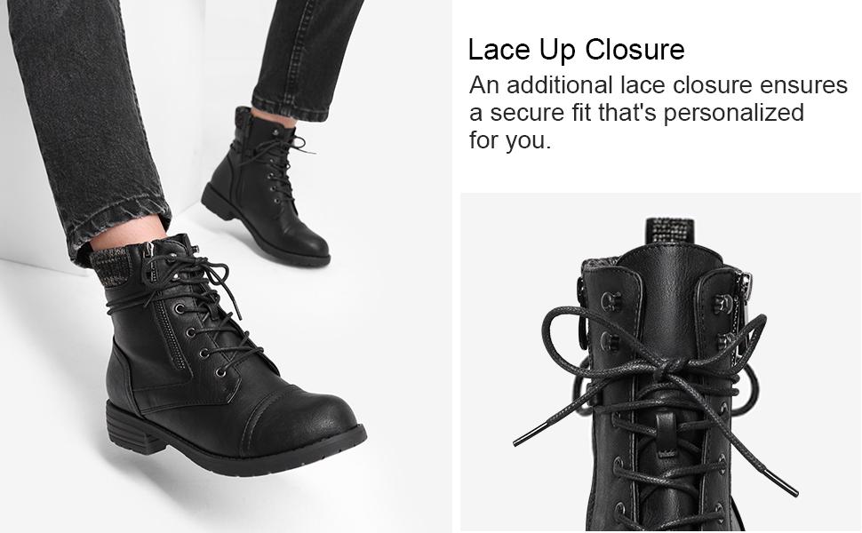 DREAM PAIRS Women's Lace Up Combat Boots Ankle Booties