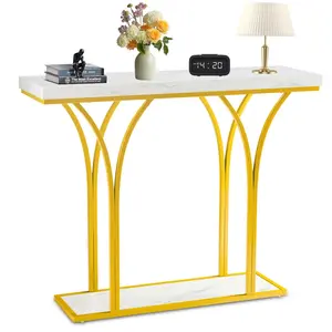 Entryway Table, Console Table with Faux Marble Top, Entrance Desk