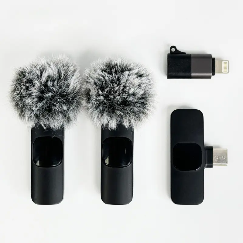 2 pcs Wireless Mini Microphones for iPhone, Android, iPad - Mini Wireless Clip-on Microphones Crystal Clear Sound Quality for Recording, Live Streaming,Vlog microfono minimic usb c interface smartphone