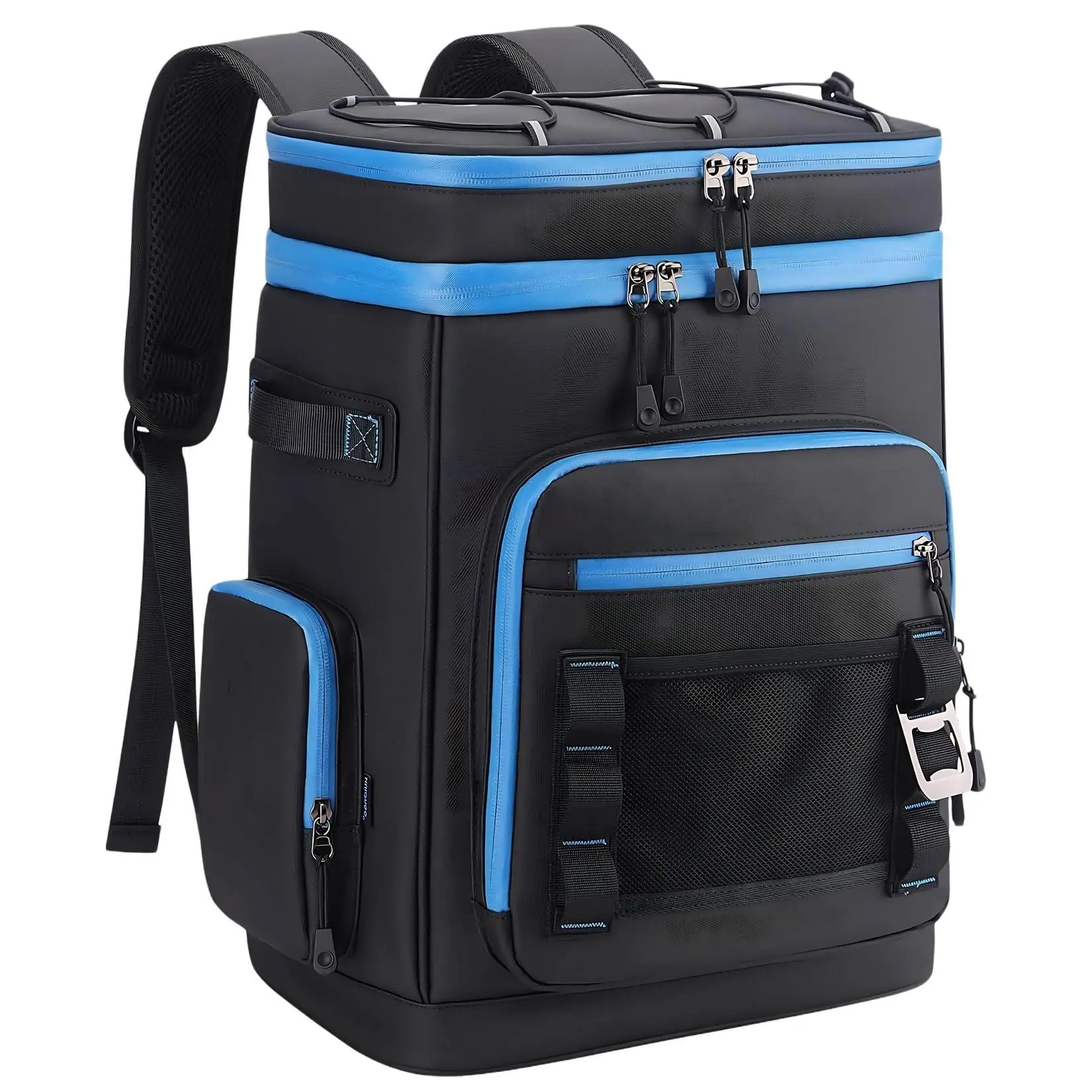 30L Waterproof Insulated Cooler Backpack - Leak-Proof Camping Pack for Outdoor Use, Holds Up to 48 Cans, Suitable for Men & Women (Black, Blue)