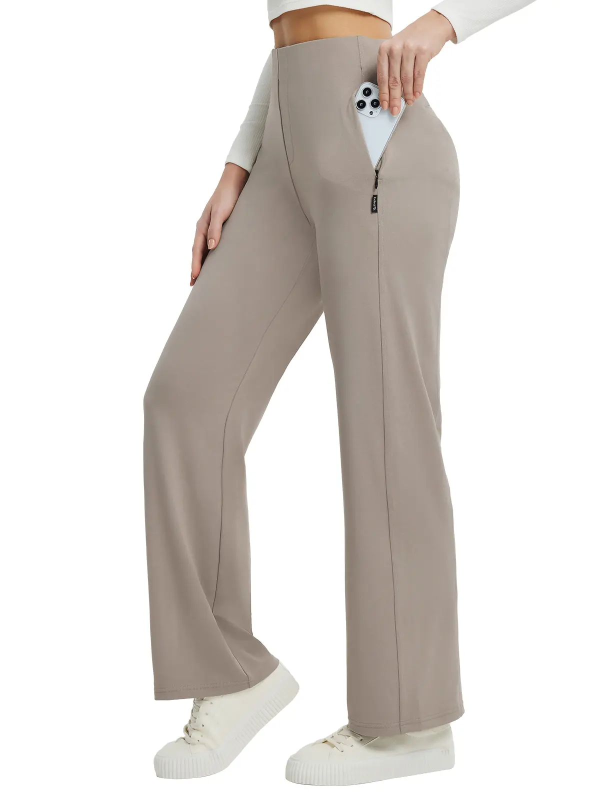 baleaf Women's 30" Wide Leg High Waist Stretch Athletic Dress Pants for Formal Work & Travel, Tummy Control with Pockets