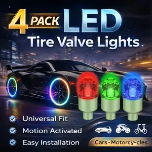 QIFOR LED Wheel Lights Tire Valve Cap Light Waterproof LEDFlashing Light for Car Bike Motorcycle Trucks