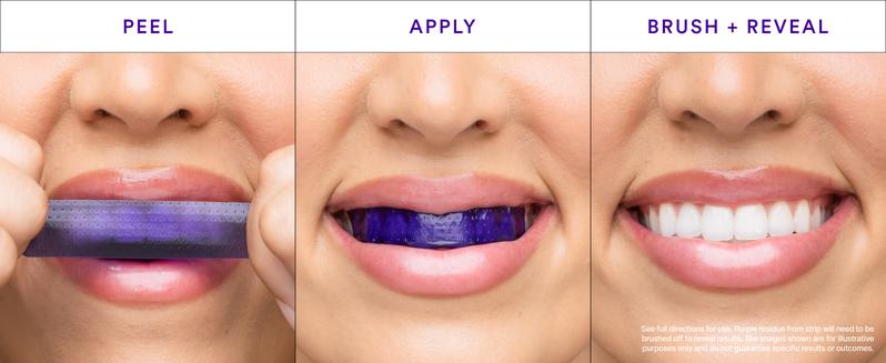 Hismile V34 Whitening Strips, Teeth Whitening Strips, Purple Tooth Whitening, Tooth Stain Treatment, Combining Whitening and Colour Correction