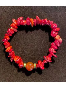 Stone Bracelet Red Coral 7" - Stretch