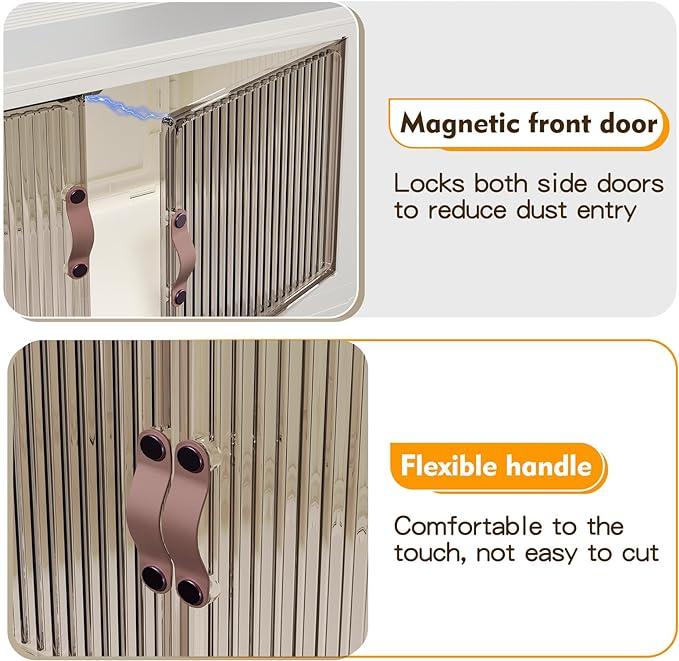 Foldable Storage Box with Lid - Stackable Holders for Kitchen Bedroom Bathroom Warehouse - Cream White - 3 Capacity Options