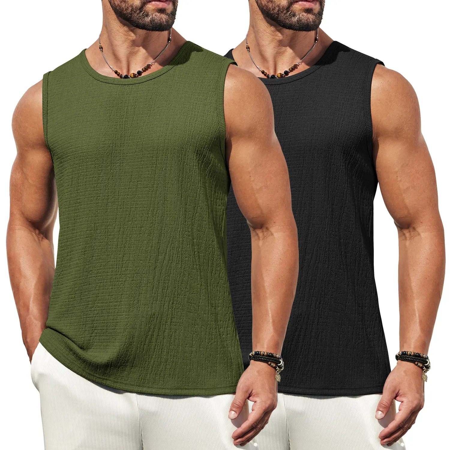 COOFANDY Men's Vests Casual Tank Tops 2 Pack Knit Sleeveless Lightweight Tee Muscle Basic T Shirts COOFANDY Men's Vests Casual Tank Tops 2 Pack Knit Sleeveless Lightweight Tee Muscle Basic T Shirts