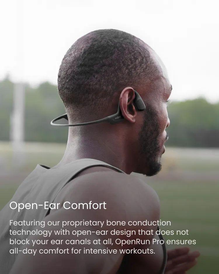 SHOKZ OpenRun Pro - Open-Ear Bluetooth Bone Conduction Sport Headphones, Sweat Resistant Wireless Earphones for Workouts and Running with Premium Deep Base - Built-in Mic