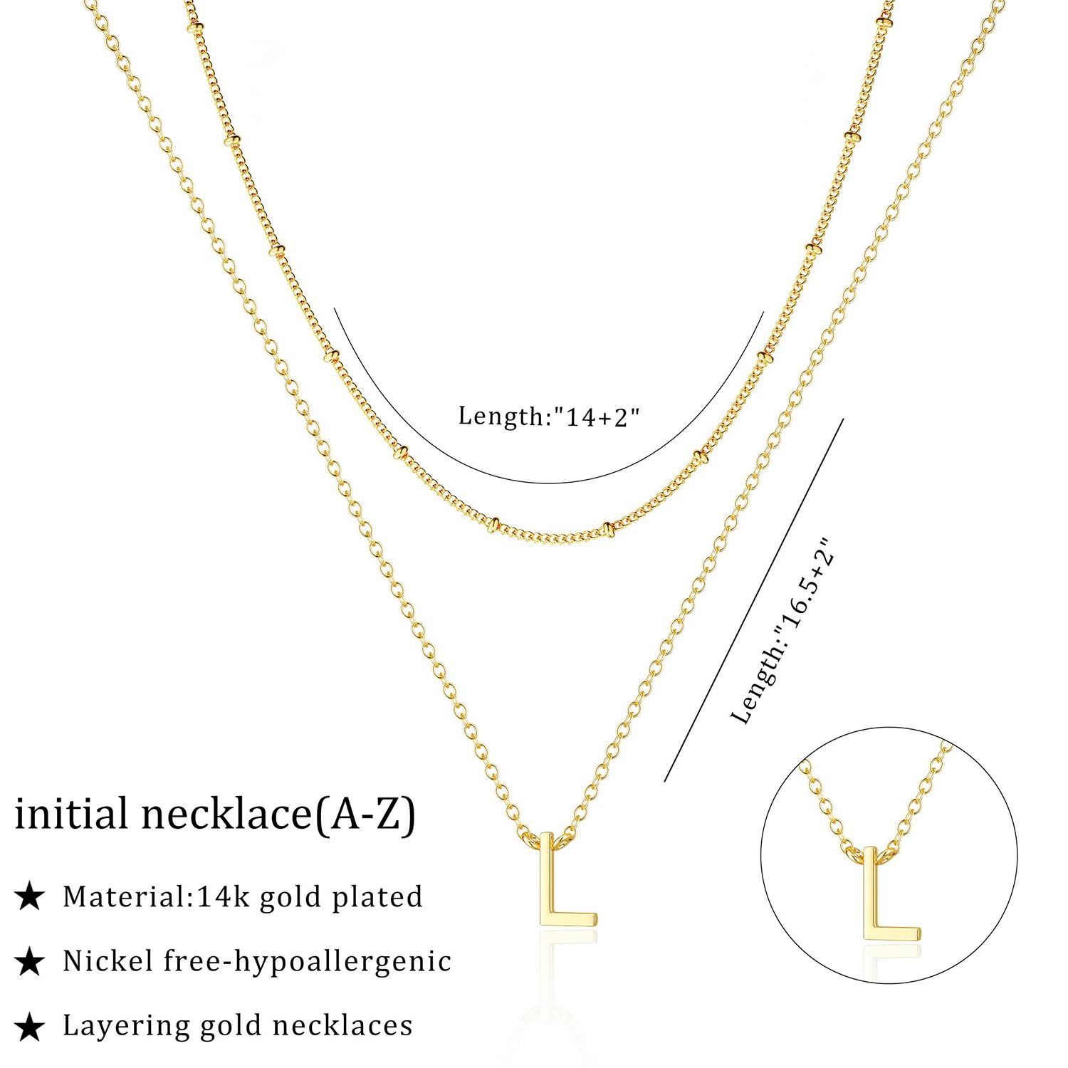 Gold Double Layer Necklace – 38cm Satellite Chain & 40cm Initial Z Necklace For Christmas gifts