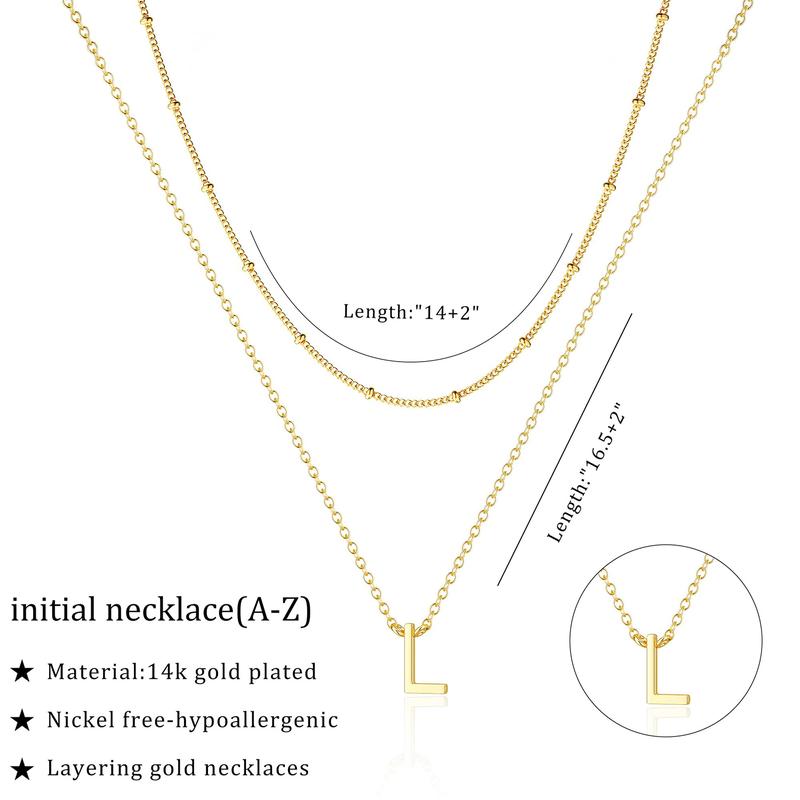 Tewiky Gold Double Layer Necklace – 38cm Satellite Chain & 40cm Initial Z Necklace For Christmas gifts