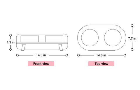 Ceramic Double Cat Bowl -Handmade Bone China Pet Feeder in Green Non-Slip Base Dry Food