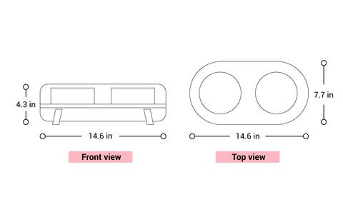 Ceramic Double Cat Bowl -Handmade Bone China Pet Feeder in Green Non-Slip Base Dry Food