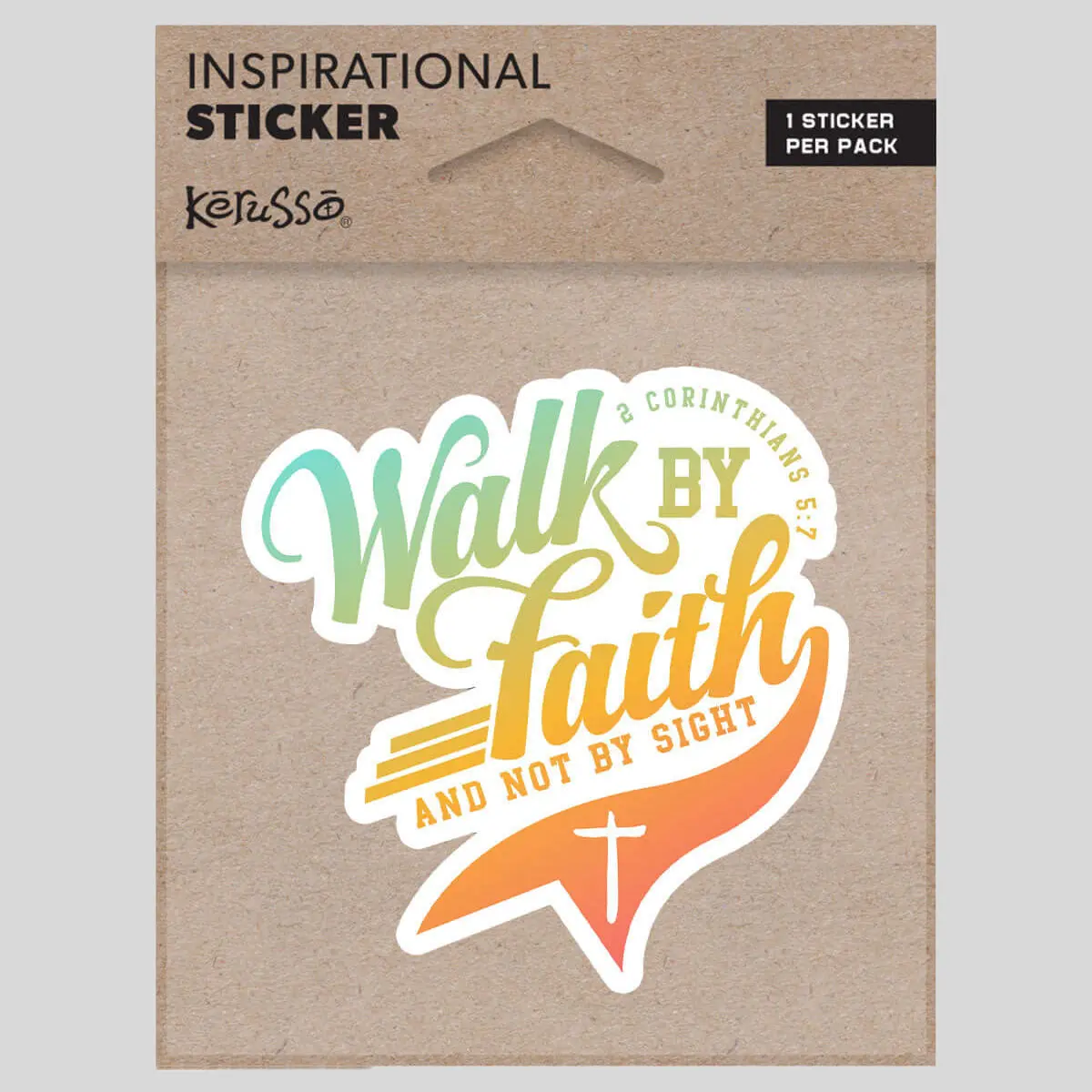 Kerusso Walk by Faith Script Die-Cut Vinyl Adhesive Stickers, 3x3in Water-Resistant Inspirational Decor for DIY Scrapbooking, Stamping, Bike Customization (for Self and Others)