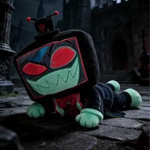 Hazbin Vox Evil Boss Plush Doll Soft Yarn Toy Perfect Birthday Holiday Gift Cute Room Decor for Game Fans Adorable Yarn Doll with Fun Evil Boss Design