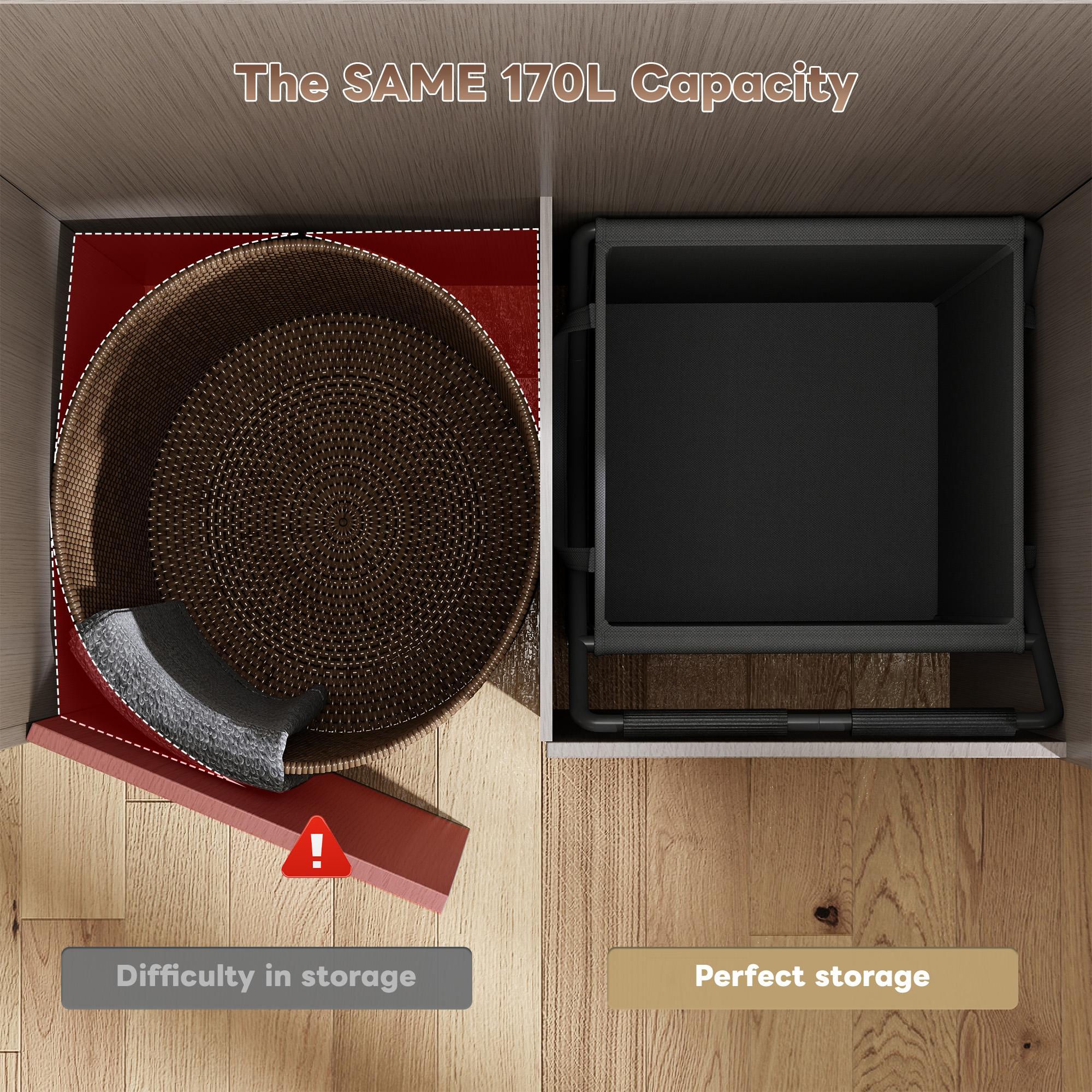 【Sturdy & Smooth】Raybee 170L/45 Gallons Laundry Basket With Wheels & Laundry Detergent Pocket,Extra Large Laundry Hamper for Home&Laundryroom,EZ move 100+ Clothes in 1 Trip!Washable BAG,No Sweat odors