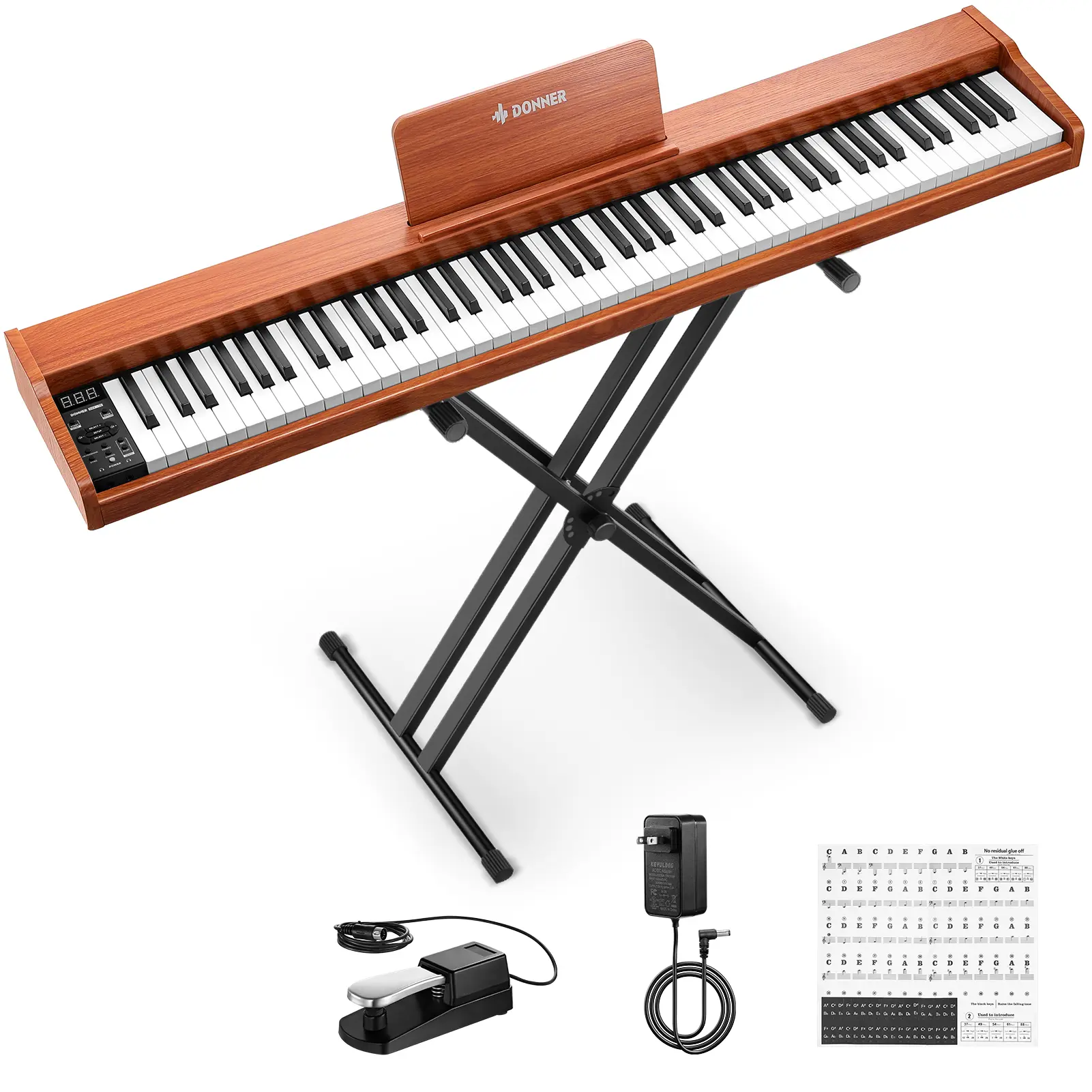 Donner DEP-1S 88 Key Velocity-Sensitive Digital Keyboard Piano Kit - Retro Musical Instrument with X-Stand, 88 Demo Songs, USB Connectivity, Layer Mode, Split Mode for Beginners, Classrooms