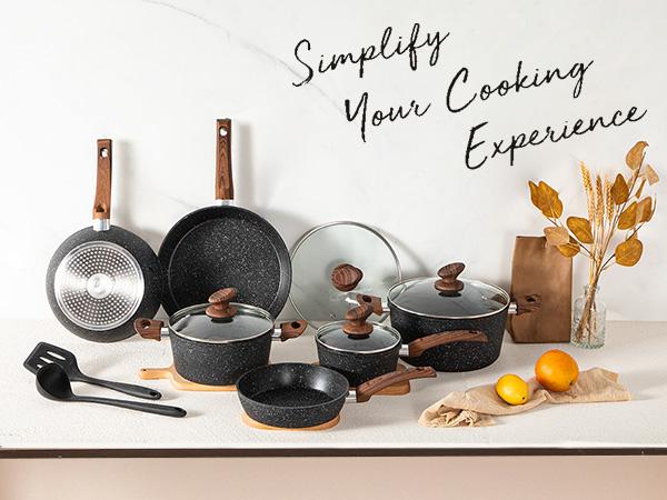 Kitchen Academy Granite Pots and Pans Set Non Stick, 12 Piece Cast Induction Cookware Set, Black Nonstick Kitchen Cooking Set w/Frying Pans & Saucepans(PFOS,PFOA,PFAS,PTFE Free) Kitchen Academy Granite Pots and Pans Set Non Stick, 12 Piece Cast Induction Cookware Set, Black Nonstick Kitchen Cooking Set w/Frying Pans & Saucepans(PFOS,PFOA,PFAS,PTFE Free)