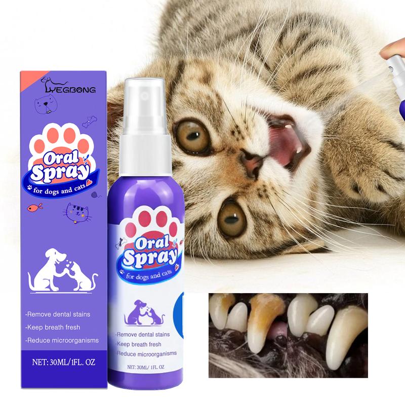Cat and Dog Teeth Cleaning Spray - Removes Stains and Freshens Breath for Pet Oral Carelitter pellets, spray, litter tray, litter box, removal brush kit