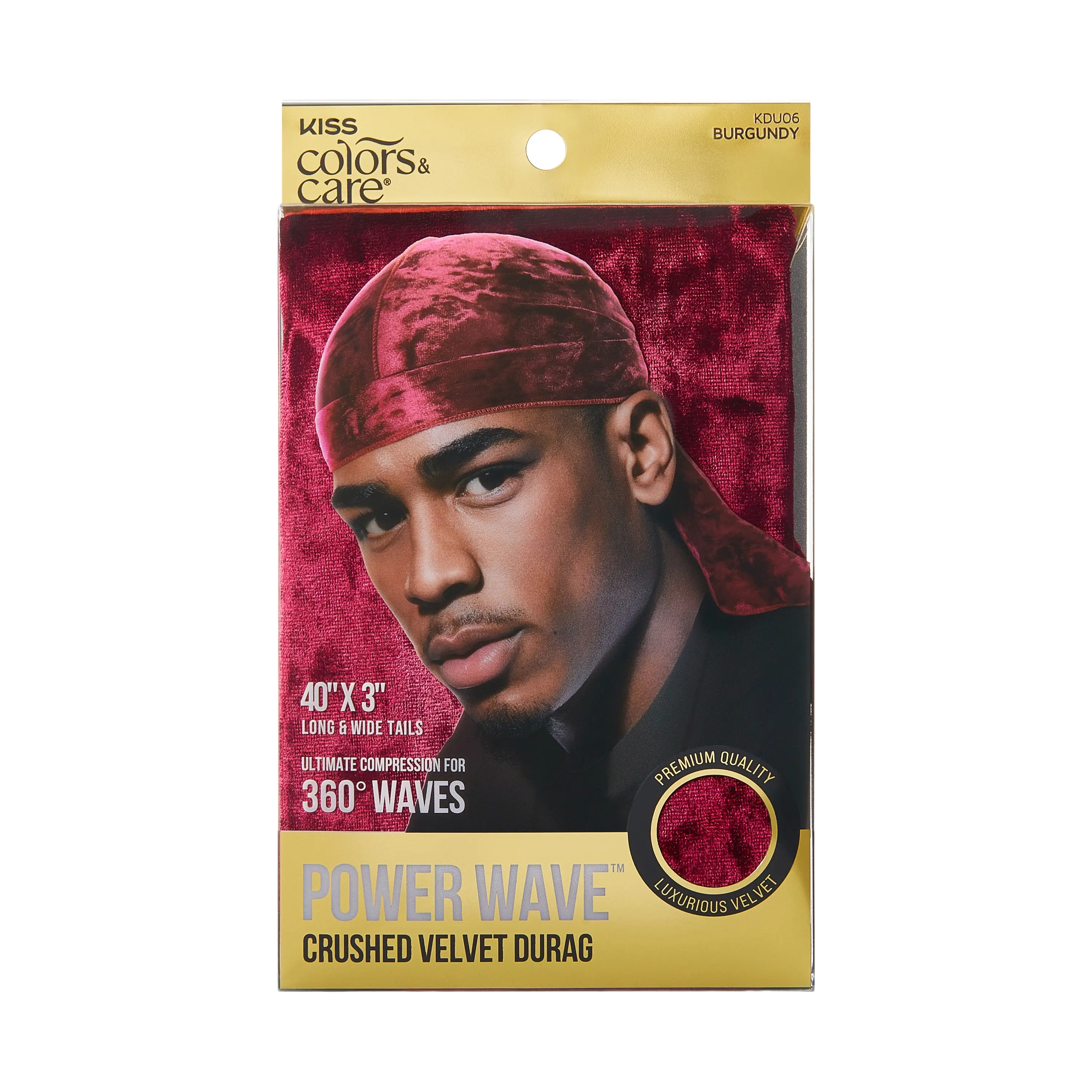 Kiss Colors & Care Power Wave Velvet Luxe Durag - Burgundy | Wave Cap, One Size, Hair Accessories