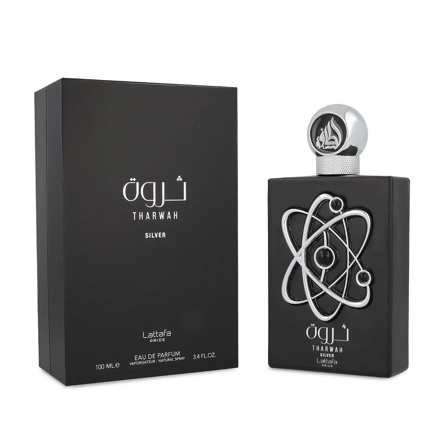 Lattafa Tharwah Silver for Unisex Eau de Parfum Spray, 3.4 Ounce