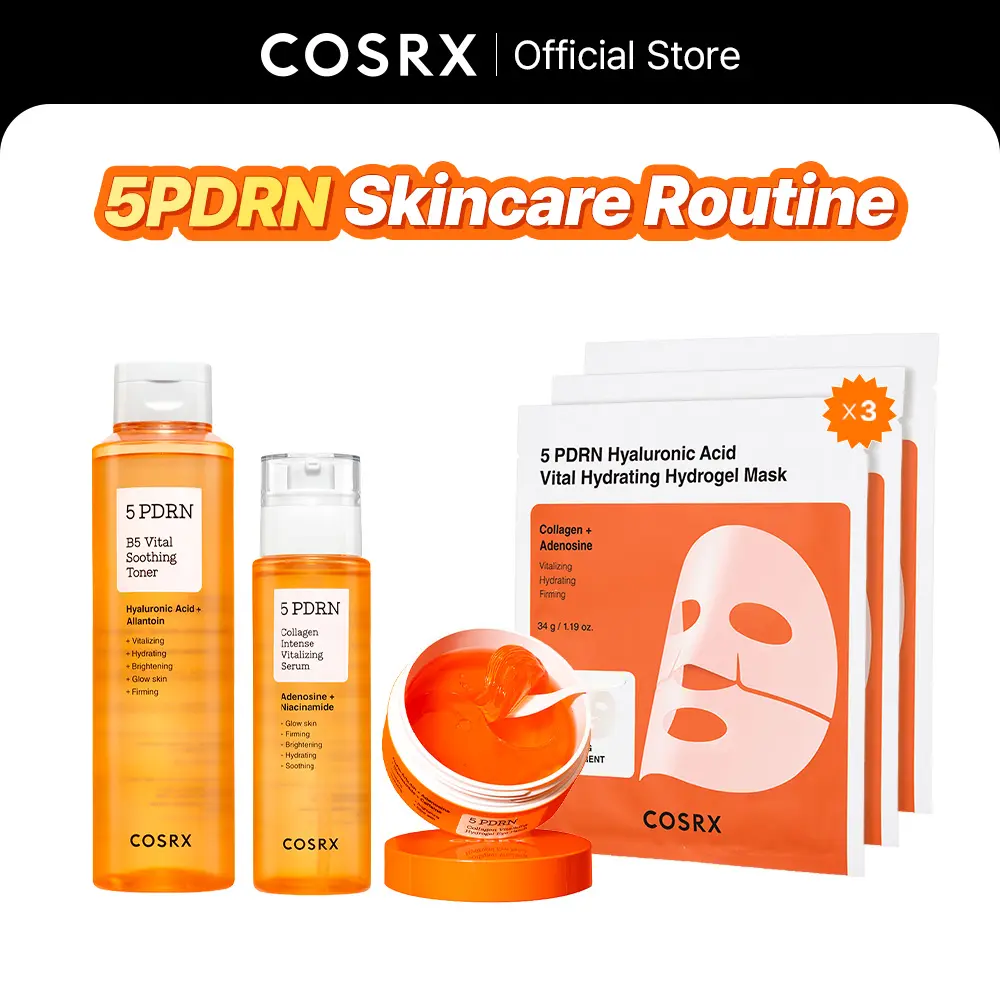 [COSRX Official] 5 PDRN Skin Renewal Routine l 5 PDRN Toner + 5 PDRN Serum + 5 PDRN Eye Patch + 5 PDRN Hydrogel Mask (3ea) l hydrate • repair • plump • glow
