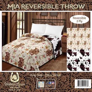 REVERSIBLE KING MIA BLANKET - HIGHLAND/COWPRINT