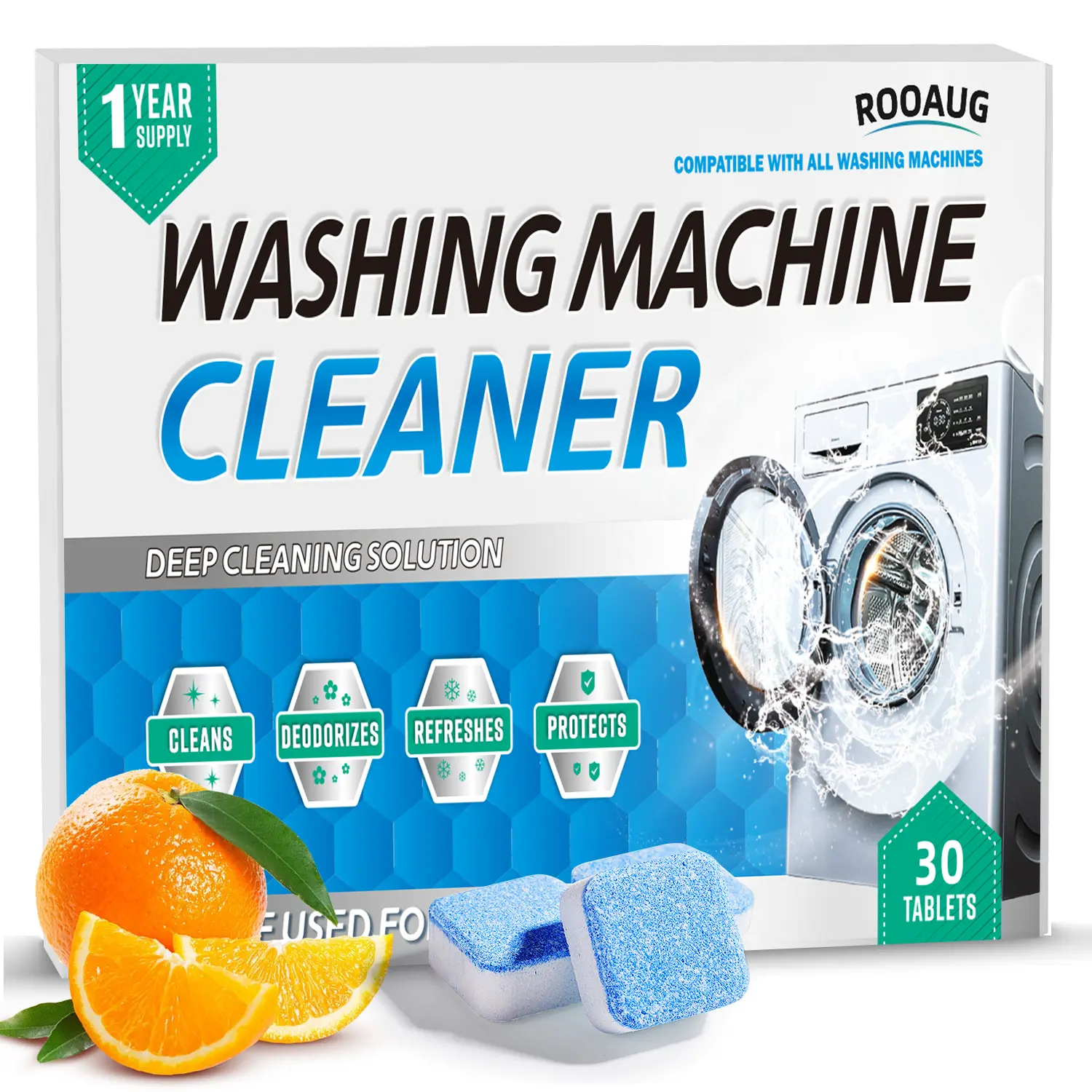 30-Count Washer Cleaner Tablets - Home Cleaning Products, Active Cleaning Formula, All Washers Safe, Removes Odor, Dissolves Limescale, Deep Residue Lift,back to school,back to school haul