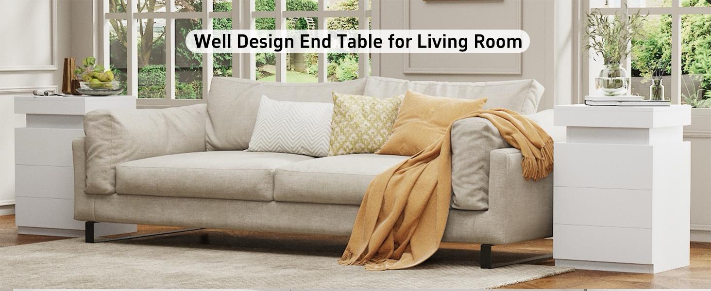 TryLazy Nightstand With Sliding Top Charging Station And LED Lights Furniture Bedroom Modern Design Bedside Table Drawer Home