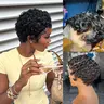 [Upgrade] QTHAIR 13x4 Real HD Lace Pin Curl Pixie Cut Wigs Chioma Wigs for Black Women Short Pin Curls Wigs Pixie Cut Brizalian Virgin Human Hair 13x4 Lace Frontal Short wig Lightweight Pre-Plucked Drawstring Wig #TikTokShopFallDealsForYou