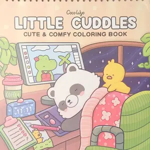 Coco Wyo Little Cuddles Coloring Book (Spiral Bound) & Sticker Set - Cozy Animal Designs, Lay-Flat Spiral Bound, Paper Pages (Office Art Supplies), Relaxation