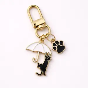 Charm Keychain- Bag Charm- Kindle Charm-Fun Black Cat