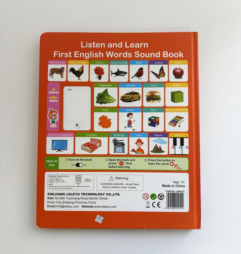 Educational Talking Sound Book – 470+ Words, 21 Themes, 6 Songs & Piano Keys | Perfect Gift for Kids Ages 3–9 | Fun & Interactive Learning Toy Colorful Car