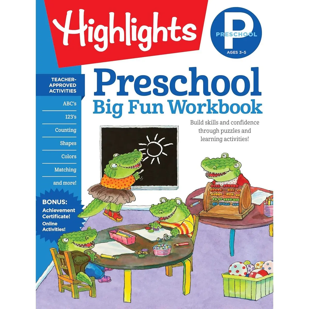 Preschool Big Fun Workbook: 256-Pages of Language Arts, Math and Shapes Practice, Puzzles and Preschool Acti vities (Highlights™ Big Fun Activity Workbooks) Paperback – April 4, 2017
