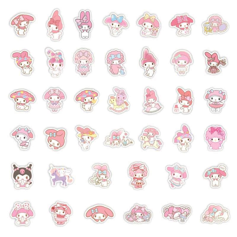40PCS Sanrio My Melody Stickers Cartoon Melody Rabbit Stickers for Notebook Laptop Suitcase Waterproof Decal Kid Toy Sticker