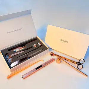Kai Crafts Luxury Candle Care Tool Set Wick Trimmer Snuffer & Lighter in Rose Gold Elegant Gift for Candle Lovers