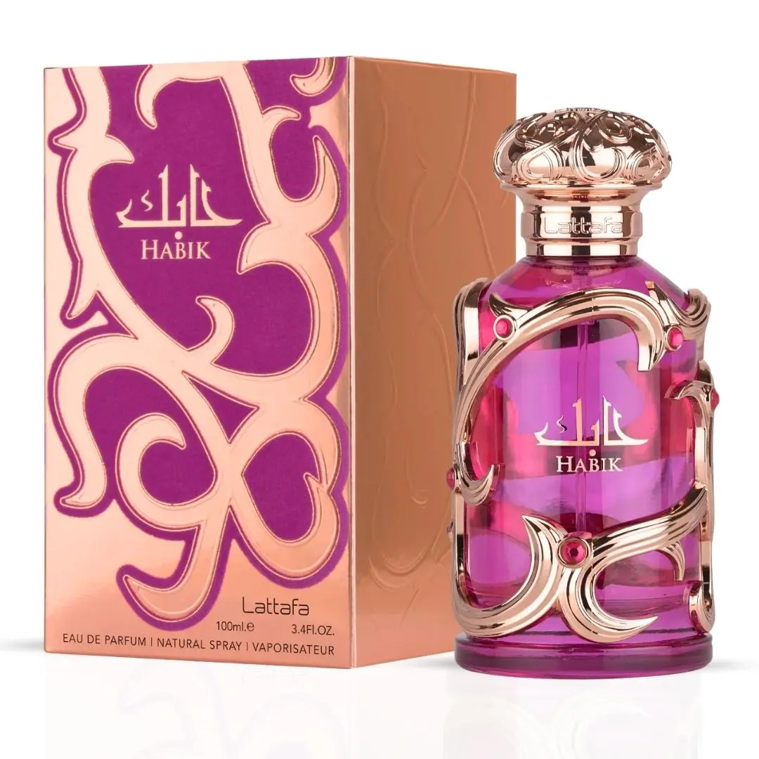 Lattafa Habik Women's Eau de Parfum (EDP) Natural Spray, 100ml (3.4 fl oz) - Vanilla Roses EDP Fragrance, Soft Elegant Fragrance, Beauty Products, Ideal Gifts for Women
