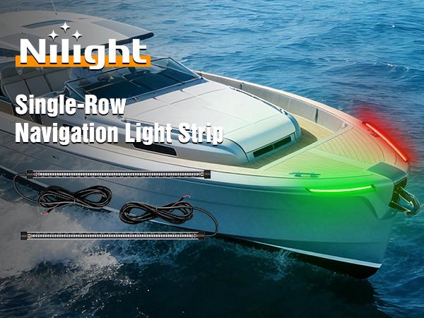 Nilight Boat Light Strip 2PCS 13Inch 66 LED Red Green Navigation Marine Bow Light 12V IP68 Waterproof for Universal Pontoon Boat Bass Boat Jon Boat Jetski Kayaki Portable USB Rechargeable Car LED Lights Vehicle
