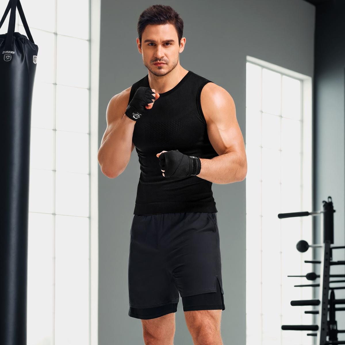 Nebility Men's Shapewear Vest - High Elasticity Micro Compression Shirt, Waist Tightening & Slimming, Moisture Wicking Quick-Dry 3D Breathable Fabric, Crew Neck