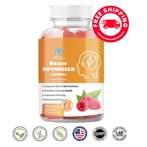 Brain Optimizer Gummies | Memory, Focus & Attention Support | Cognitive Health Supplement with Magnesium, Omega 3, Ashwagandha | 90 Count, Raspberry Flavor