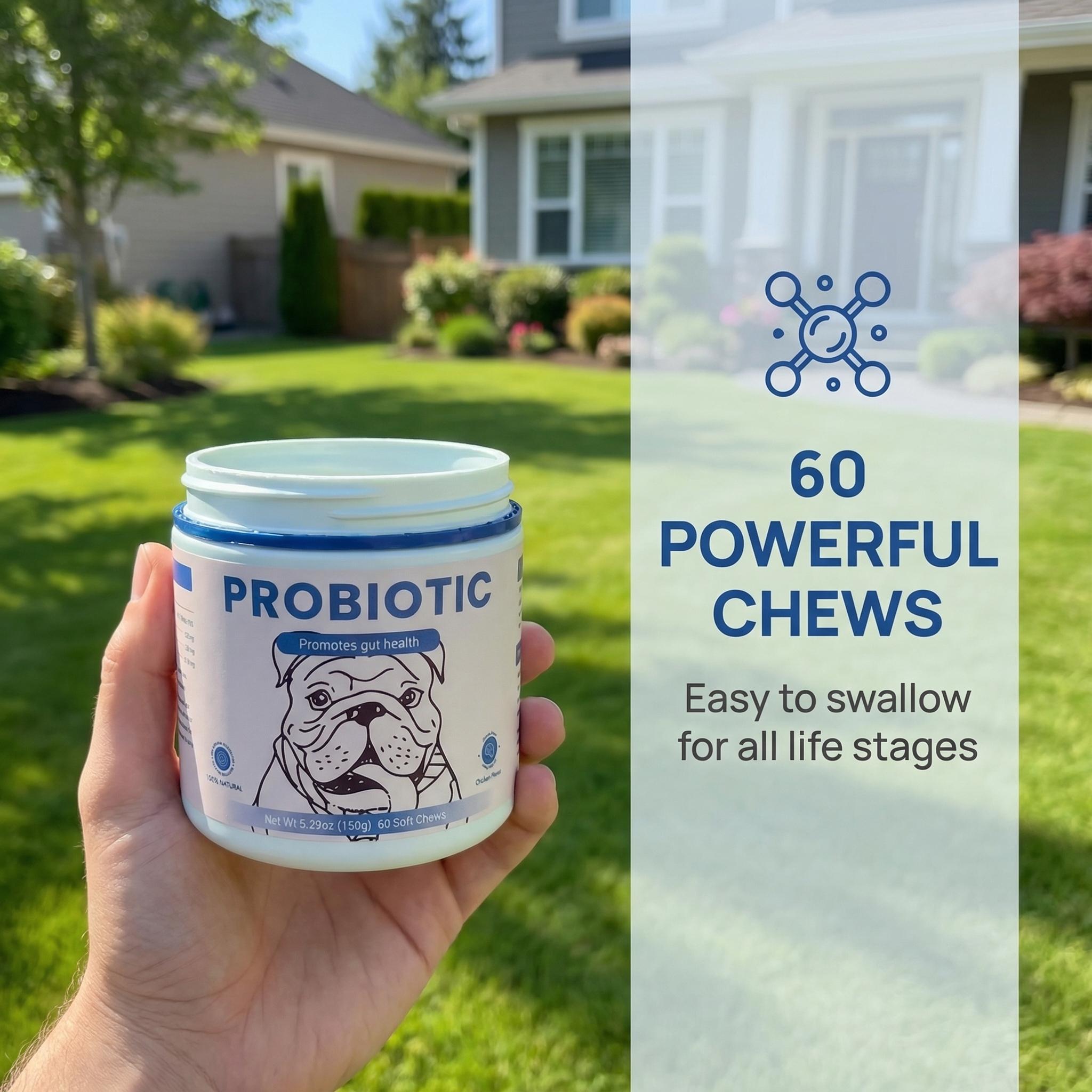 Probiotics for Dogs, Support Gut Health, Occasional Diarrhea, Digestive Health & Seasonal Allergies - Pork Flavor - 60 Soft Chews boost immune