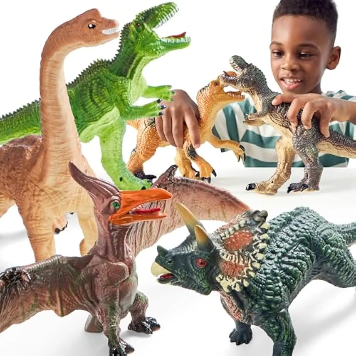 Big Dinosaur Toys for Toddlers, 6 Piece Large Soft Dinosaur Figures with an Educational Book, Jumbo Realistic Toys for Boys and Girls Gift, Birthday Easter Gifts for Kids Ages 1 2 3 4 5