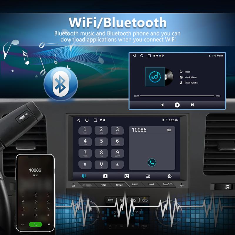 Android 13 Car Radio Stereo 8 inch Touch Screen with USB-C for Chevy Silverado GMC Sierra Yukon Buick with Wireless CarPlay & Android Auto