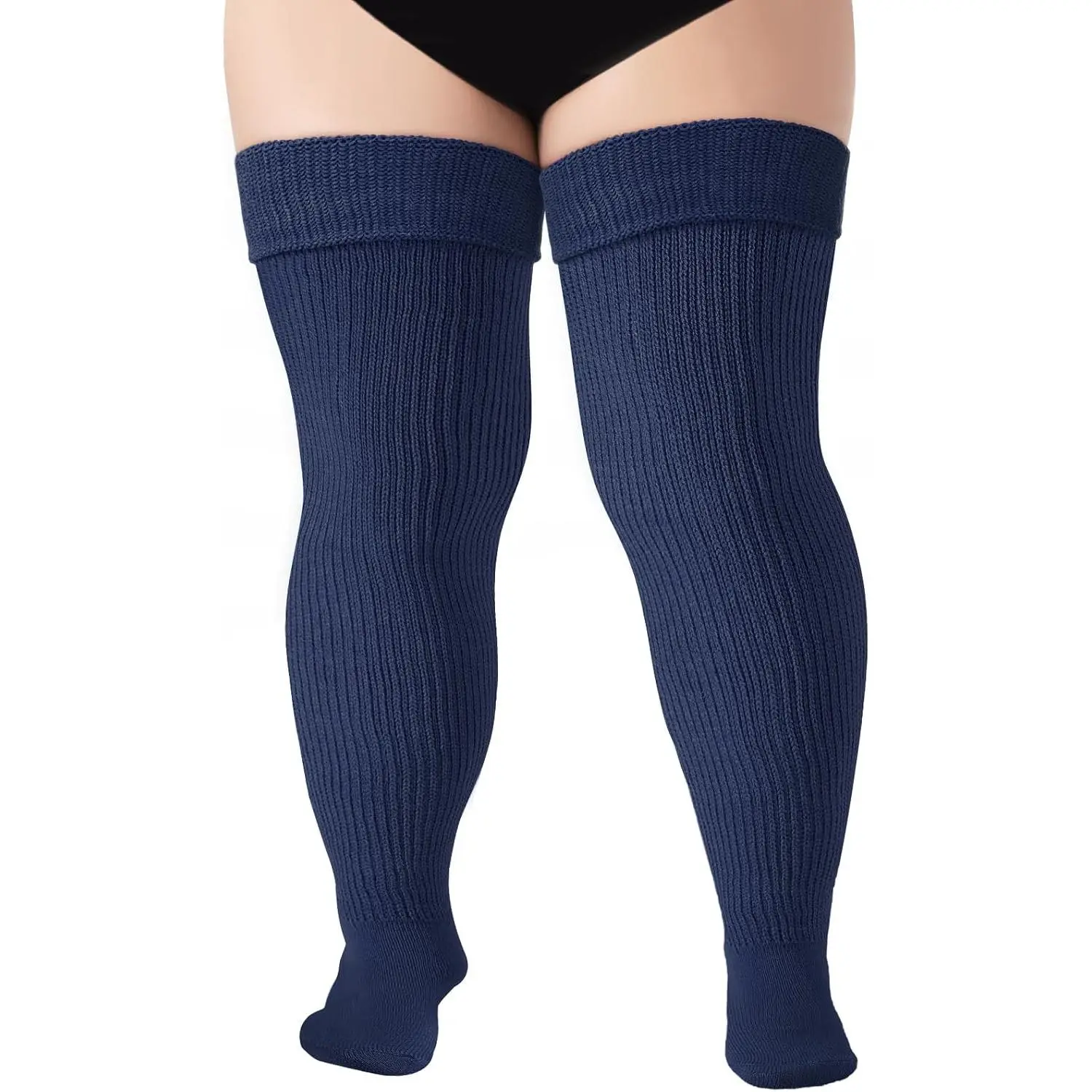Plus Size Thigh High Socks for Thick Thighs - Womens Extra Long & Thick Over the  Knit High Socks Leg Warmers