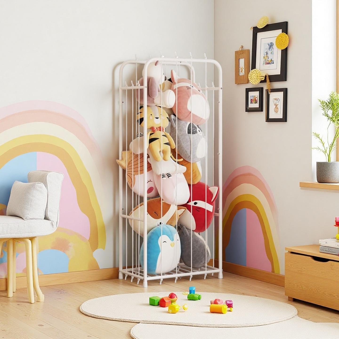 Stuffed Animal Storage Zoo Stuffed Animal Holder Space Save Vertical Stuffed Animals Storage PVC with Elastic Band and Net for Playroom Bedroom Nursery Deals For You Days Organiser Multicolor