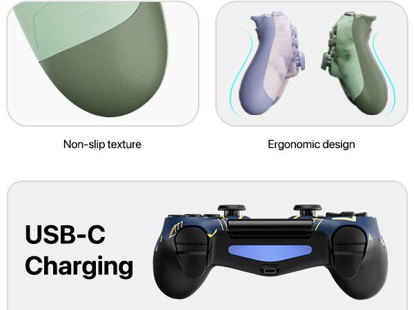 2 Pack Wireless Game Controller For PS4 PS3 PC Android iOS, With Dual Vibration, Motion sensing, Touchpad, Speaker, Fast Charging, PS414 Pattern Set