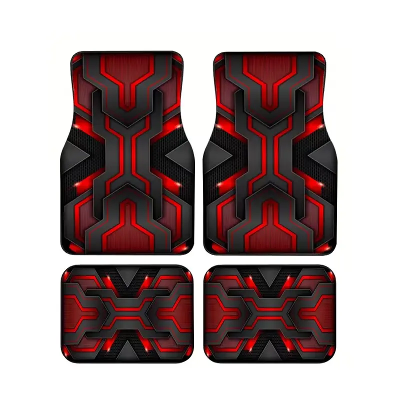 4pcs Universal Car Floor Mats, Thickened Printed Design, Fun Interior Decor, Suitable for Most Cars, Tesla, SUVs, Gift, Car Accessory