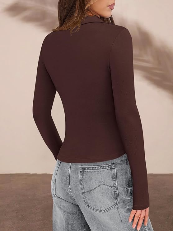 PrettyGarden Womens' Button Down Shirts V Neck Collared Ruched Slim Fit Long Sleeve Shirt Casual Fall Fashion Ladies Tops