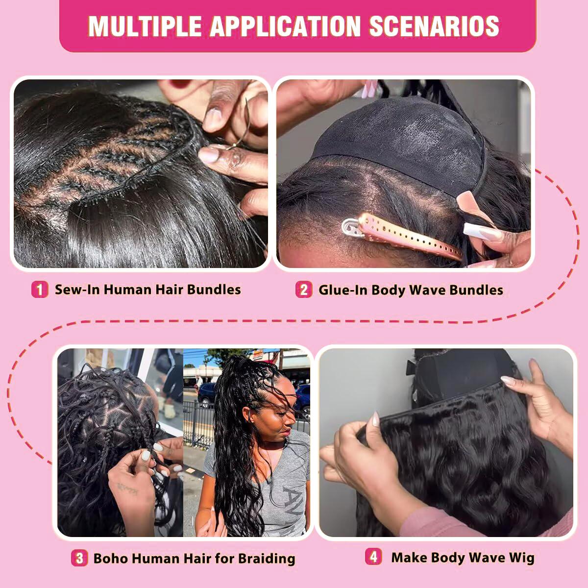 Vinisay 12A Human Hair Bundles Body Wave Straight Bundles Human Hair 100% Unprocessed Brazilian Virgin Hair Quick Weave Sew in Extensions Natural Black